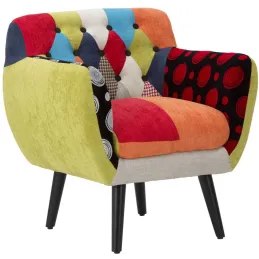 Fauteuil en tissu patchwork 71 x 63 x 78 cm