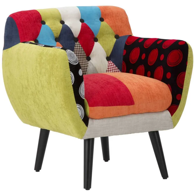 Fauteuil en tissu patchwork 71 x 63 x 78 cm