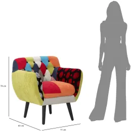 Fauteuil en tissu patchwork 71 x 63 x 78 cm