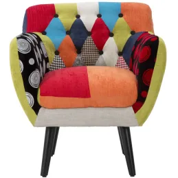 Fauteuil en tissu patchwork 71 x 63 x 78 cm