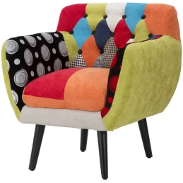 Fauteuil en tissu patchwork 71 x 63 x 78 cm