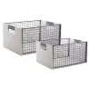 Corbeilles de rangement en bois vieilli et métal (Lot de 2)