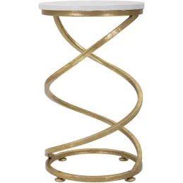 Bout de canapé en métal et marbre Spiral 27.5 x 47.5 cm