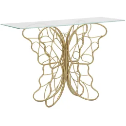 Console en métal doré Butterfly 110 x 40 x 76 cm