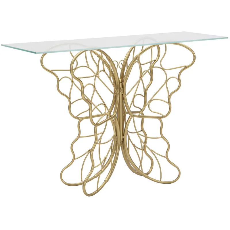 Console en métal doré Butterfly 110 x 40 x 76 cm