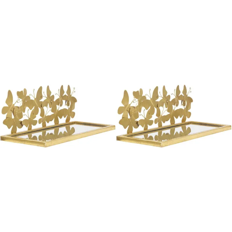 Etagère chevet en métal doré Butterfly 43 x 19.2 x 16.5 cm (Lot de 2)