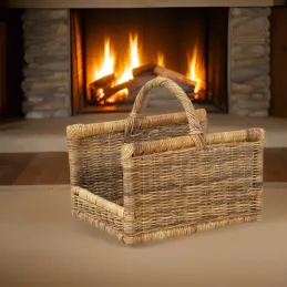Panier à bûches en poelet avec anse renforcée