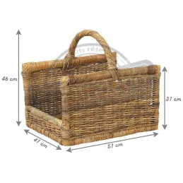 Panier à bûches en poelet avec anse renforcée
