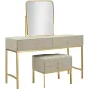 Coiffeuse en bois de pin avec miroir et tabouret Luxury