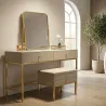 Coiffeuse en bois de pin avec miroir et tabouret Luxury