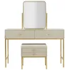 Coiffeuse en bois de pin avec miroir et tabouret Luxury