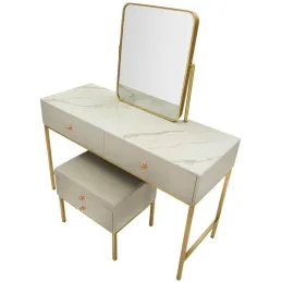 Coiffeuse en bois de pin avec miroir et tabouret Luxury