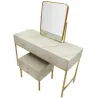 Coiffeuse en bois de pin avec miroir et tabouret Luxury