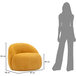 Fauteuil en tissu Ginevra 81 x 78 x 64 cm