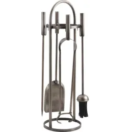 Valet de cheminée étain antique 4 accessoires