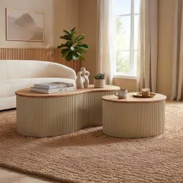 Table basse en bois d'hévéa Frankfurt (Set de 2)