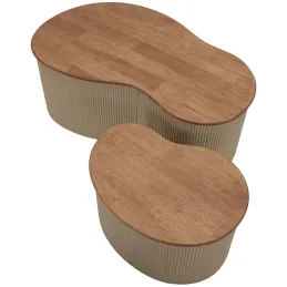 Table basse en bois d'hévéa Frankfurt (Set de 2)