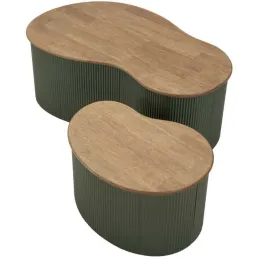 Table basse en bois d'hévéa Frankfurt (Set de 2)