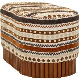 Banc ovale en tissu Etnic 82 x 40 x 40 cm