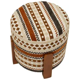 Pouf en tissu avec pieds en bois Ethnic