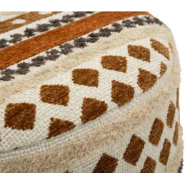 Pouf en tissu avec pieds en bois Ethnic