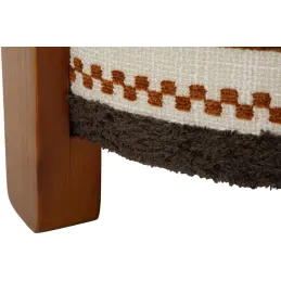Pouf en tissu avec pieds en bois Ethnic