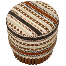 Pouf en tissu avec pieds en bois Ethnic