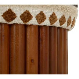 Pouf en tissu avec pieds en bois Ethnic