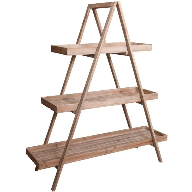 Etagère pliante en bois patiné