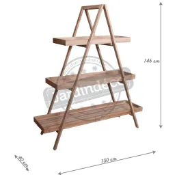 Etagère pliante en bois patiné