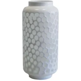 Vase blanc nid d'abeille en verre teinté