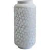 Vase blanc nid d'abeille en verre teinté