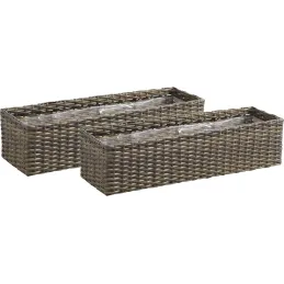 Jardinière rectangulaire en rotin synthétique (Lot de 2)