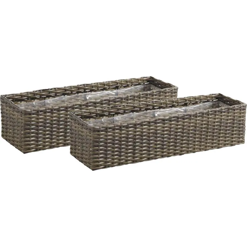 Jardinière rectangulaire en rotin synthétique (Lot de 2)