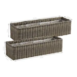 Jardinière rectangulaire en rotin synthétique (Lot de 2)