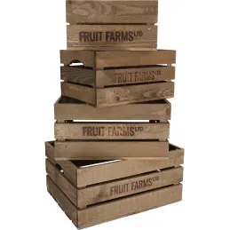 Caisse en bois de pin (Lot de 4)