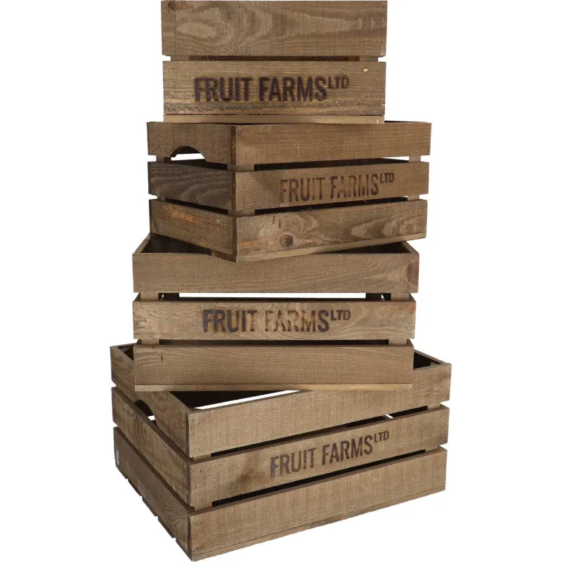 Caisse en bois de pin (Lot de 4)