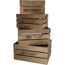 Caisse en bois de pin (Lot de 4)