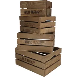 Caisse en bois de pin (Lot de 4)