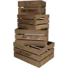 Caisse en bois de pin (Lot de 4)
