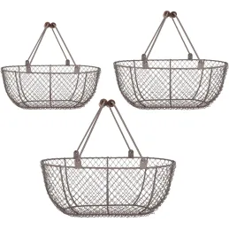 Panier fil de fer brun antique (Lot de 3)