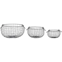 Panier forme arrondie en métal (Lot de 3)