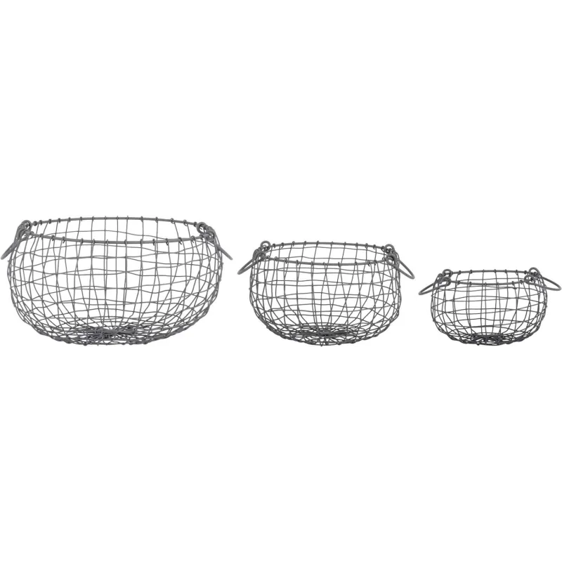 Panier forme arrondie en métal (Lot de 3)
