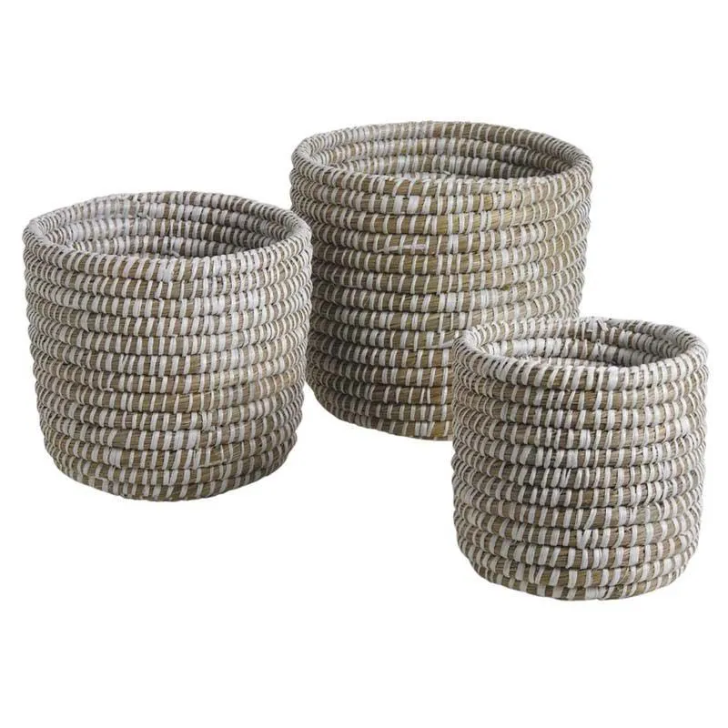 Cache pot rond en jonc de mer( Lot de 3)