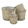 Cache pot rond en osier gris (Lot de 5)