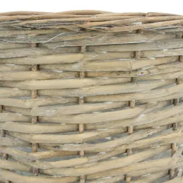 Cache pot rond en osier gris (Lot de 5)