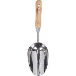 Pelle à terreau et compost en acier inoxydable et bois de frêne