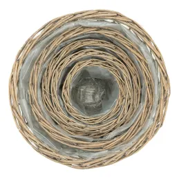 Cache pot rond en osier gris (Lot de 5)