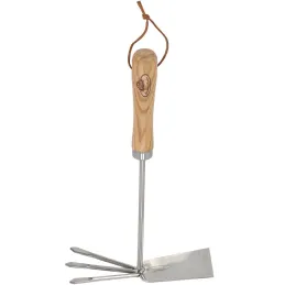 Serfouette double en acier inoxydable et bois de frêne