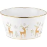 Cache-pot ovale en métal blanc et doré Snow Deer 21 x 17 x 11 cm